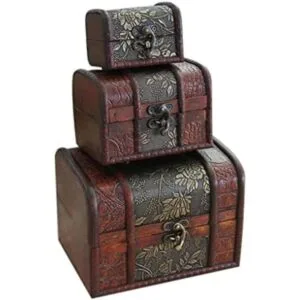 Hofumix Cajas de joyería de madera caja de tesoro