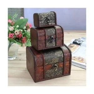 Hofumix Cajas de joyería de madera caja de tesoro