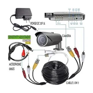 Cámara de seguridad de audio HD de 100 pies BNC cable de_4