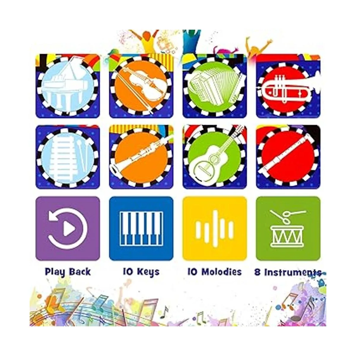 RenFox Tapetes musicales infantiles alfombra con teclado_2