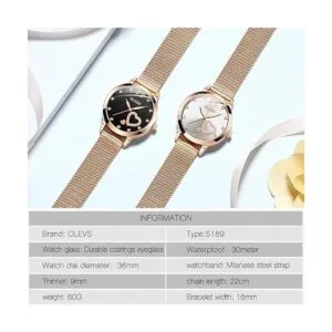 OLEVS Relojes de oro rosa para mujer movimiento de cuarzo_3