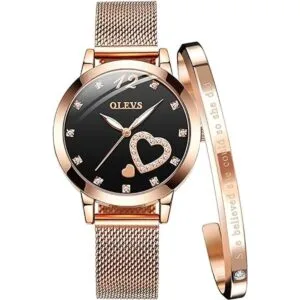 OLEVS Relojes de oro rosa para mujer movimiento de cuarzo_1