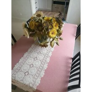 Damanni Pañuelo ovalado de algodón hecho a mano con encaje_3