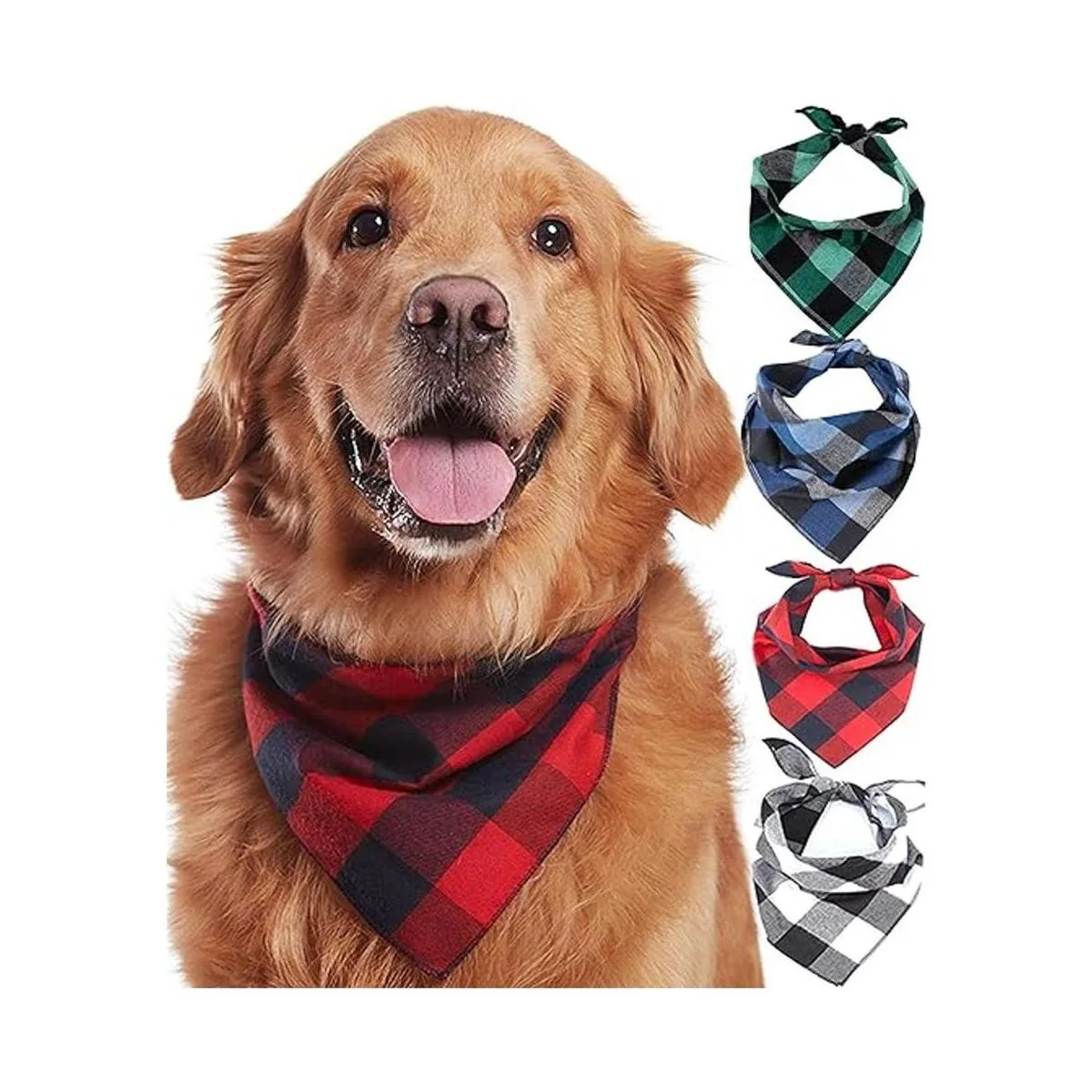 Odi Style Pañuelos de búfalo a cuadros para perros 4_1