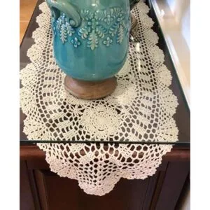 Damanni Pañuelo ovalado de algodón hecho a mano con encaje_5