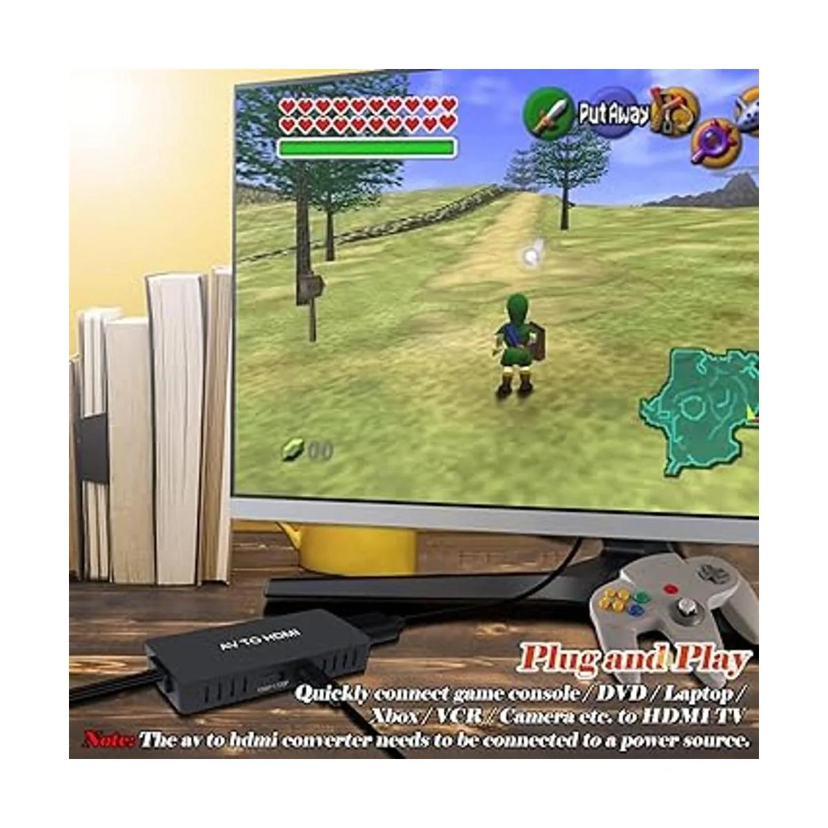 RuiPuo Convertidor RCA a HDMI adaptador compuesto a HDMI_5