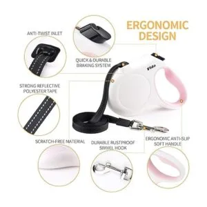 Fida Correa retráctil para perro 16 pies resistente