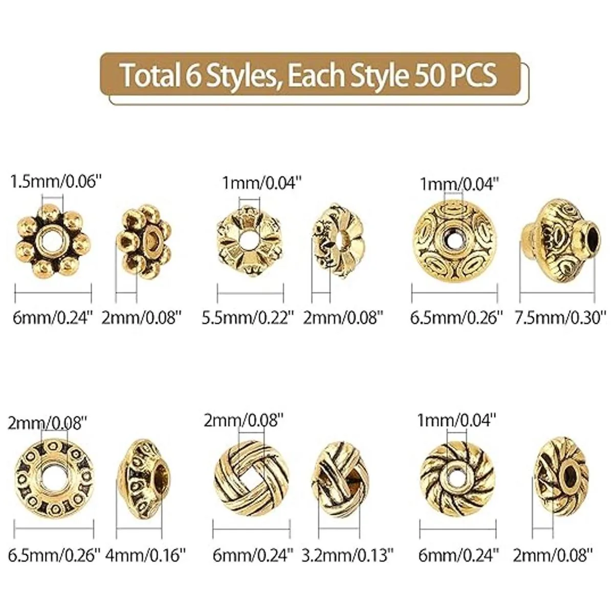 Cuentas Ph PandaHall espaciadoras tibetanas de plata