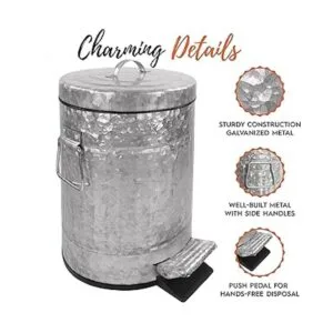 Autumn Alley Bote de basura pequeño galvanizado con tapa_3