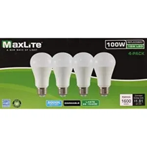 Maxlite Bombillas LED regulables A19 4 unidades 100 W_1