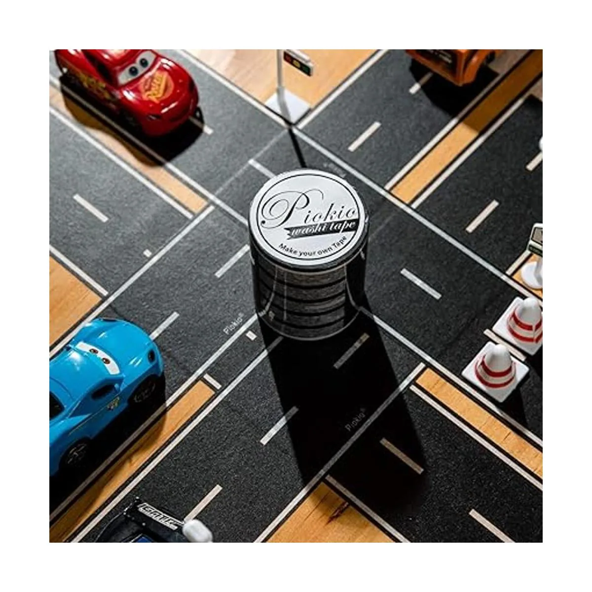 Piokio 2 rollos de cinta negra para pista de carretera_4