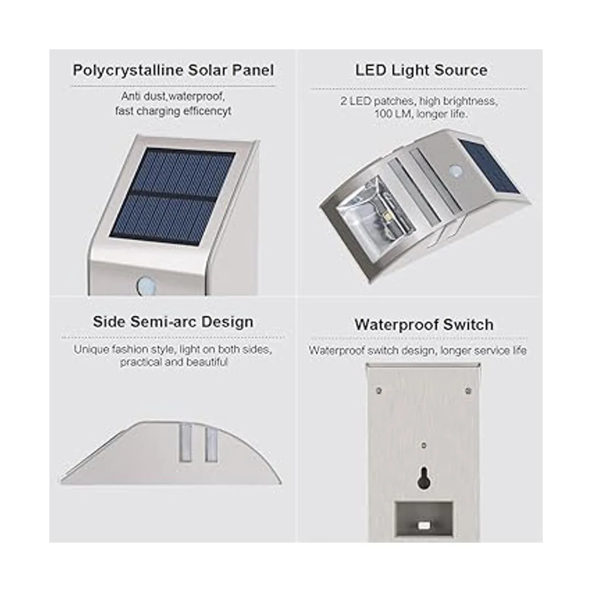Roopure Luces solares para postes de cerca sensor de_2