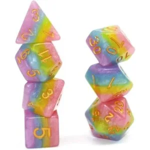 Dados HD DND Juego de dados arco iris juego de dados_3