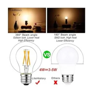 LiteHistory Bombilla LED A15 regulable de 4 W igual a 40 W