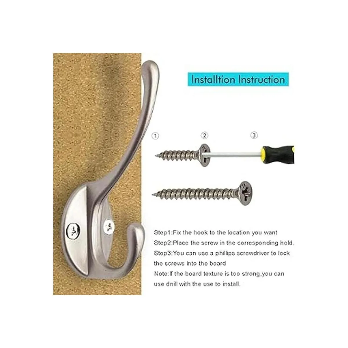 Paquete de 10 ganchos de doble capa resistentes montados