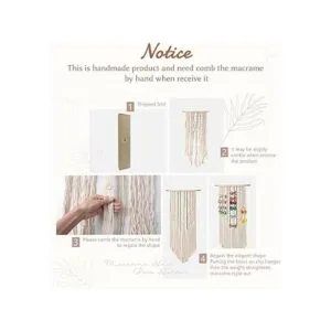 Mkono Soporte para moño de macramé para colgar con clips_5