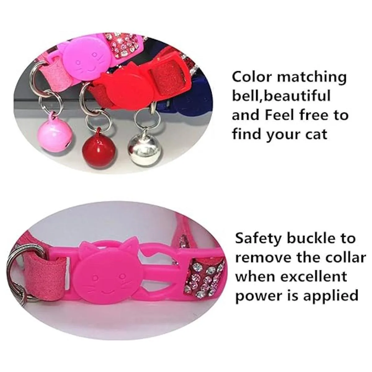 THAIN Collar de gato ajustable básico con diamantes