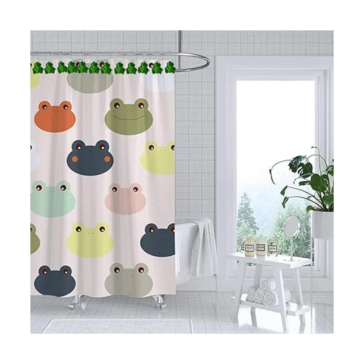 CHICTIE Ganchos para cortina de ducha con rana juego de_2