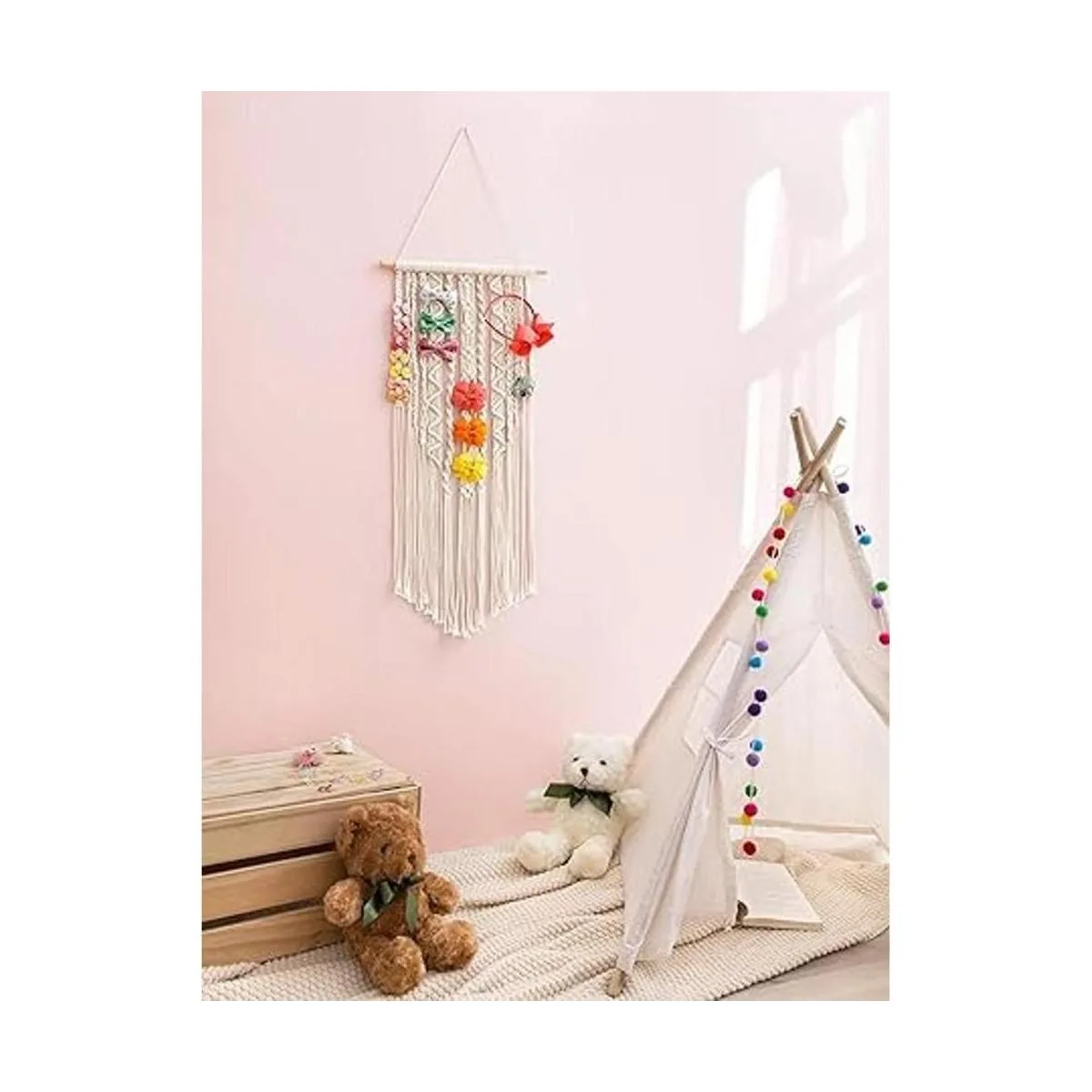 Mkono Soporte para moño de macramé para colgar con clips_3