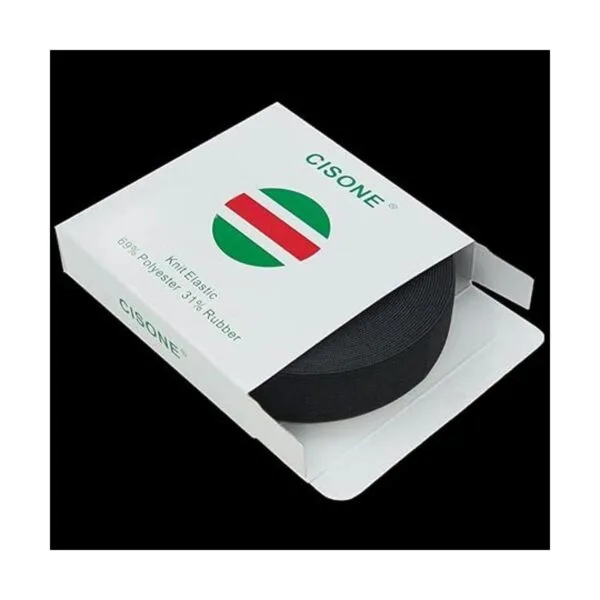 Cinta elástica de punto de 1.0 in de ancho color negro_4