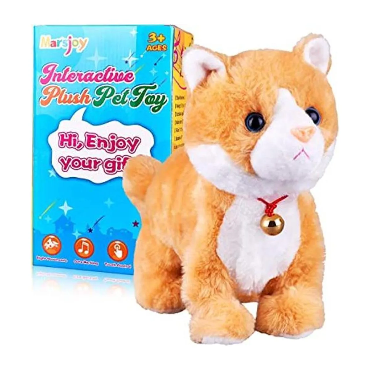 Gato robot amarillo de peluche de gato interactivo con_1
