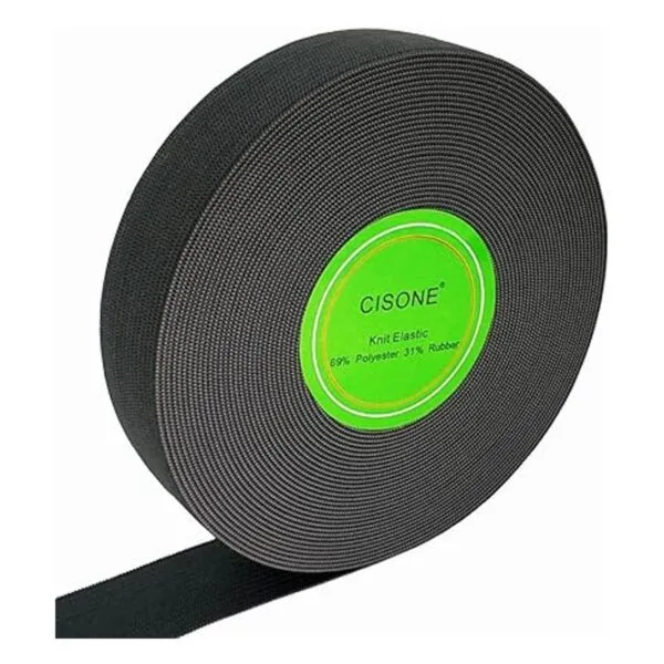 Cinta elástica de punto de 1.0 in de ancho color negro_2