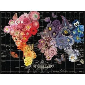 Rompecabezas Galison de mapamundi en plena floración_5