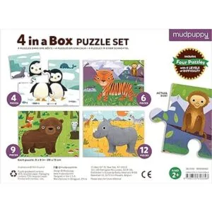 Mudpuppy Rompecabezas de animales del mundo 4 en una caja_3