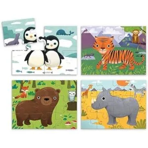 Mudpuppy Rompecabezas de animales del mundo 4 en una caja_2