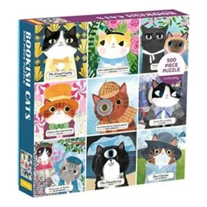 Mudpuppy Bookish Cats Rompecabezas familiar de 500_1