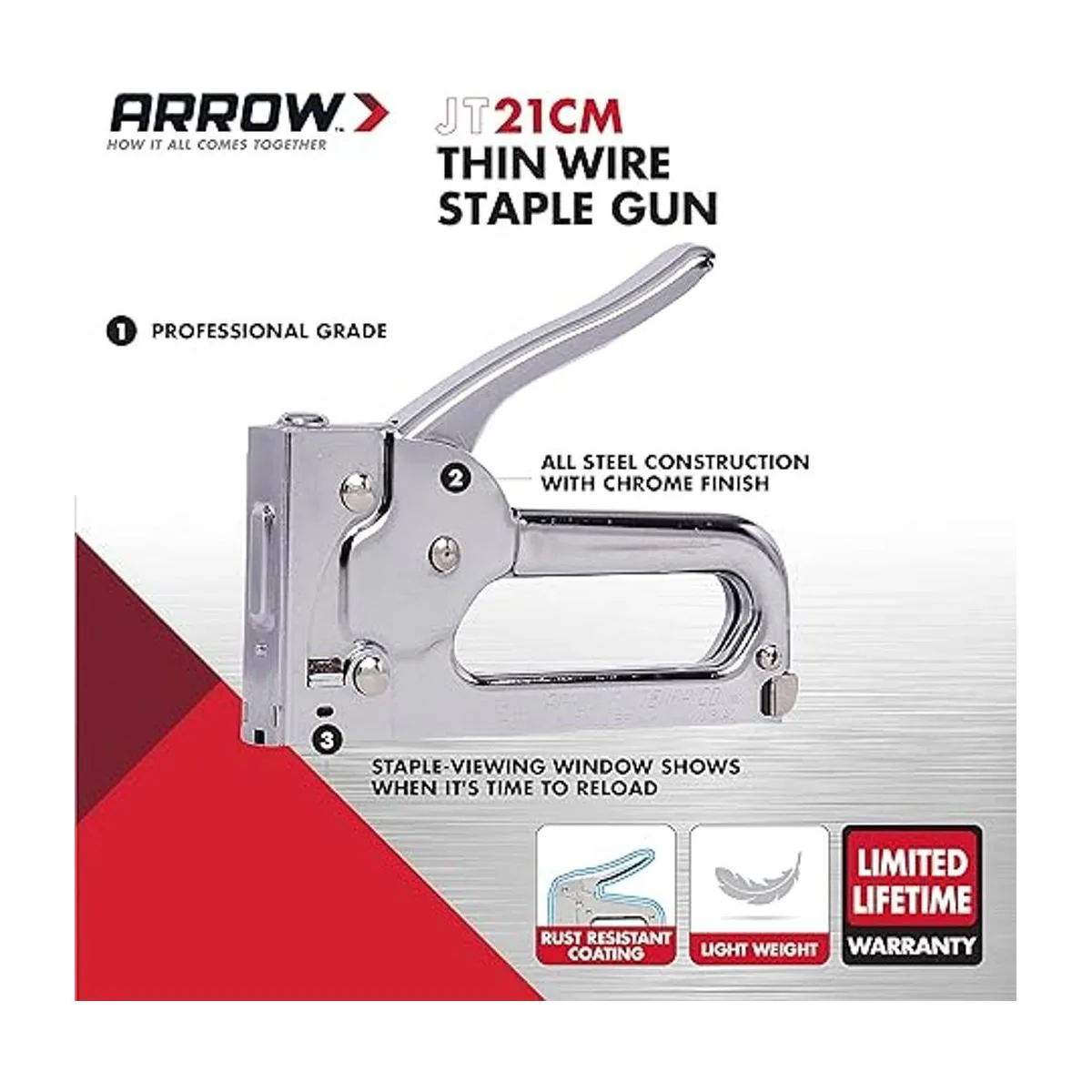 Arrow JT21CM Pistola de grapas ligera profesional para_2