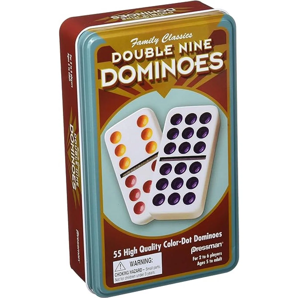Pressman Dominoes Double 9 en lata_1