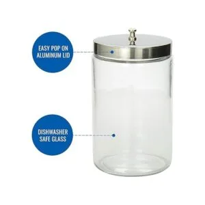 MABIS Tarro decorativo de cristal transparente con tapa_3