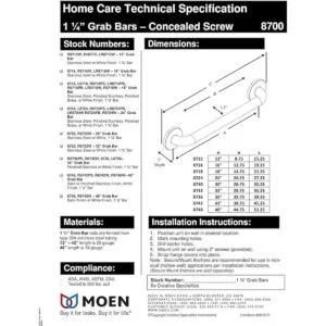 Barra de agarre inoxidable Moen Securemount Collection 8724_5