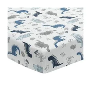 Lambs Ivy Baby Dino Sábana bajera ajustable para cuna_1