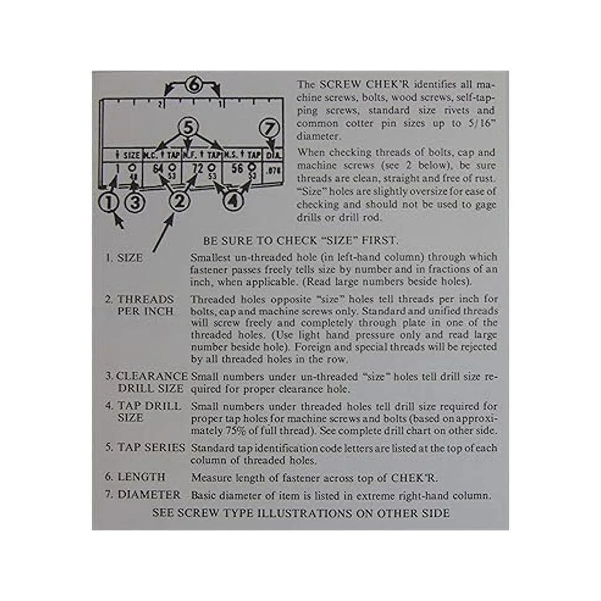 Medidor de tornillos en pulgadas 1 516 Hecho en_2