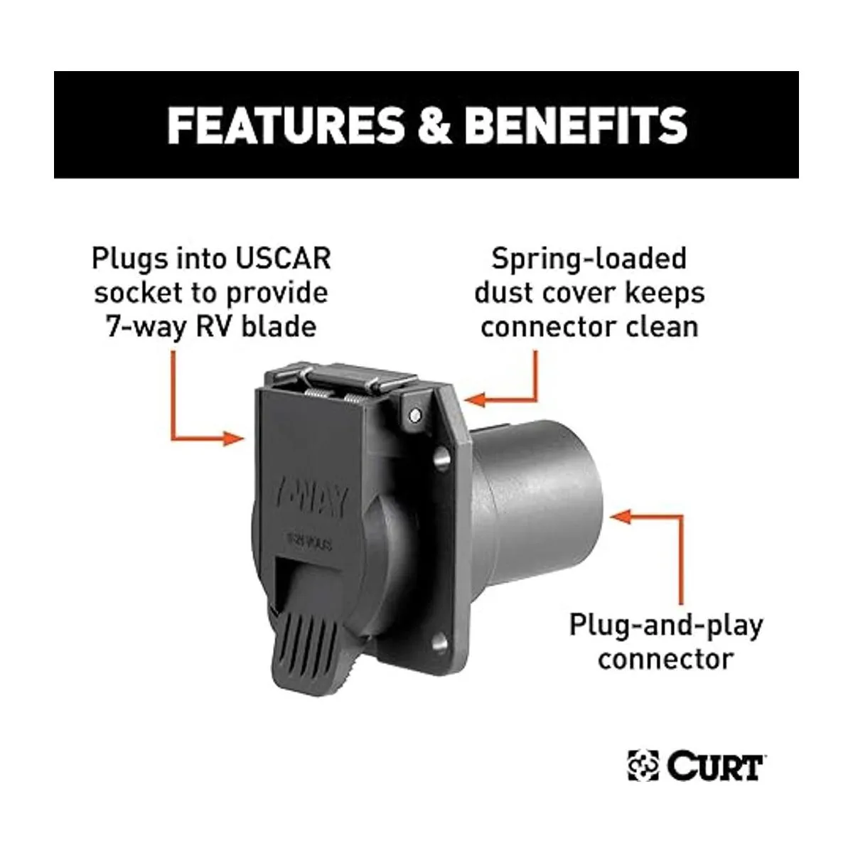 CURT 55415 Conector de repuesto de 7 vías paquete de_3