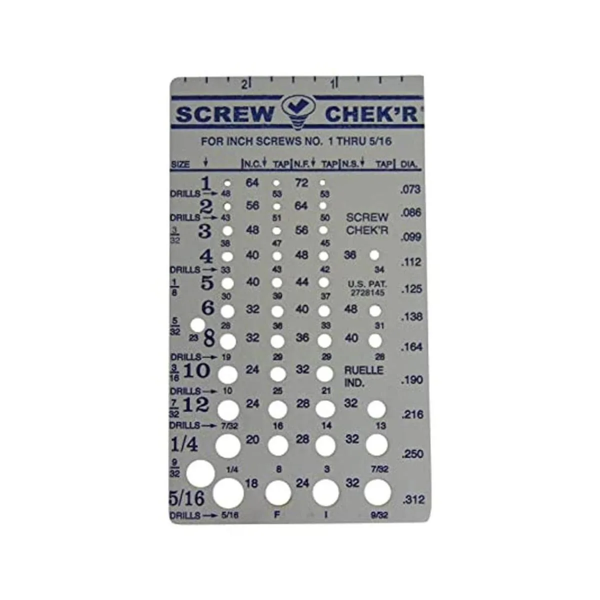 Medidor de tornillos en pulgadas 1 516 Hecho en_1