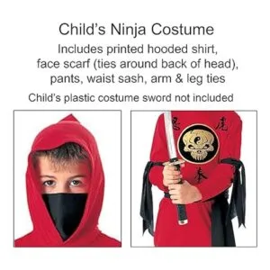 Disfraz de ninja rojo para niños S_2
