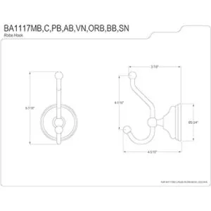 Kingston BA1117C Gancho victoriano para bata 5.8 in_3