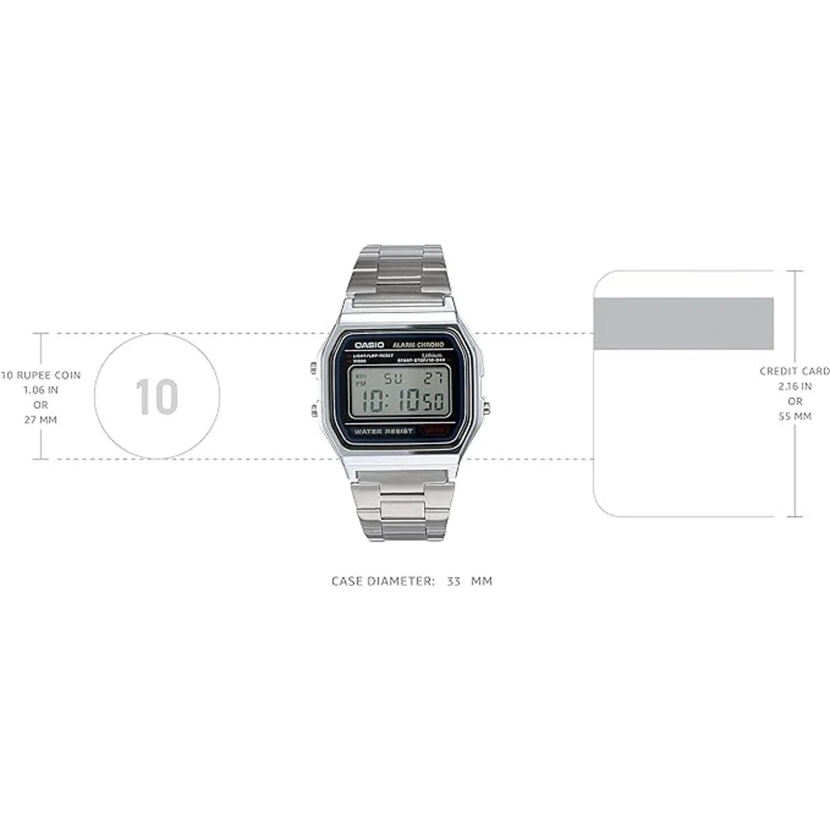 A158WA1DF Reloj digital de acero inoxidable para_3
