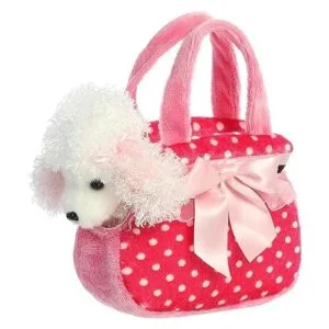 Bolso transportador de peluche con perro diseño a lunares_2