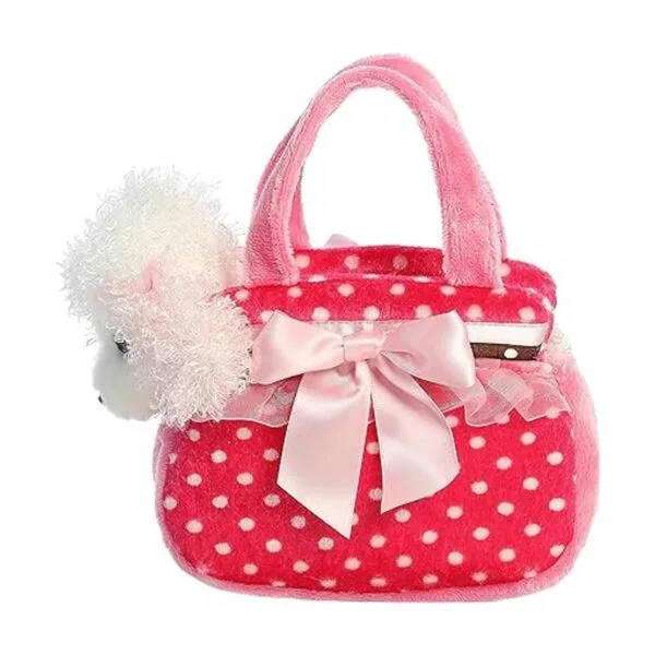 Bolso transportador de peluche con perro diseño a lunares_5