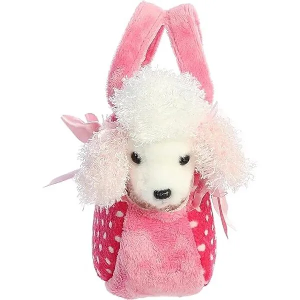 Bolso transportador de peluche con perro diseño a lunares_4
