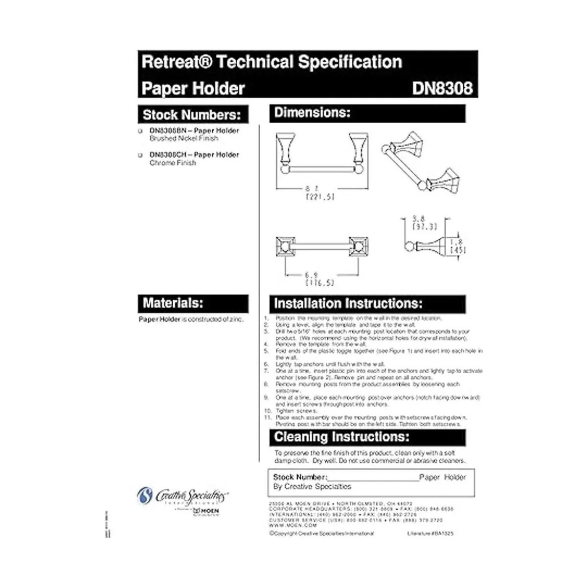 Moen DN8308BN Retreat Collection Soporte de papel_3
