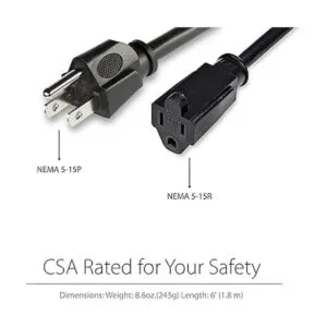 StarTech Cable de extensión de alimentación de 6_3