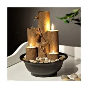 Fuente de mesa con columnas y 3portavelas en niveles_2