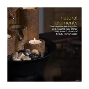 Fuente de mesa con columnas y 3portavelas en niveles_5