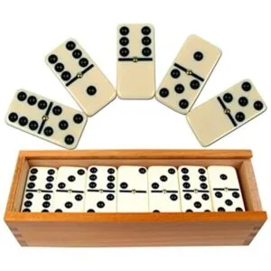 Set de lujo de 55 dominós doble con caja de madera color_1
