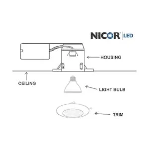 NICOR Lighting Recorte de ducha empotrado blanco de 6